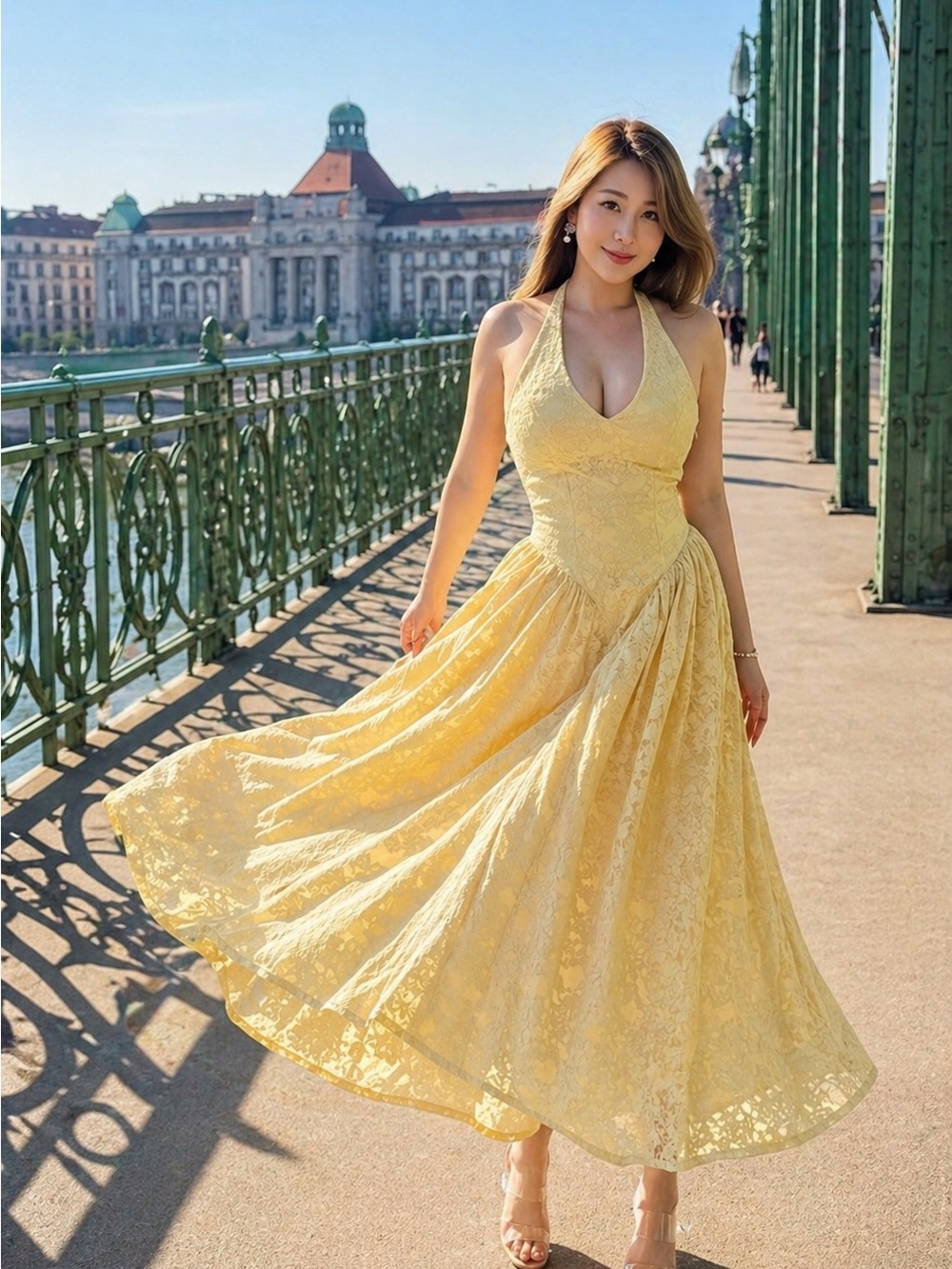 EXTRO & VERT  Mila Halter Midi Dress